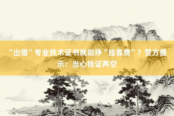“出借”专业技术证书就能挣“挂靠费”?警方提示:当心钱证两空